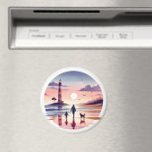 Lighthouse Sunset Walk Coastal Scene マグネット (インサイチュ (食洗機))