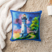 Lighthouse Under a Starry Sky クッション (ブランケット)