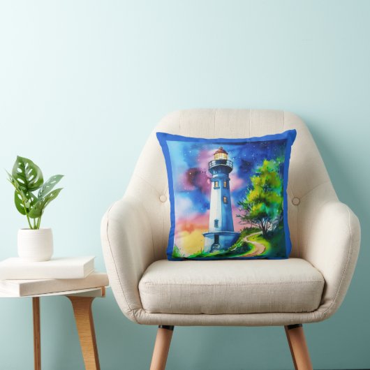 Lighthouse Under a Starry Sky クッション (椅子)