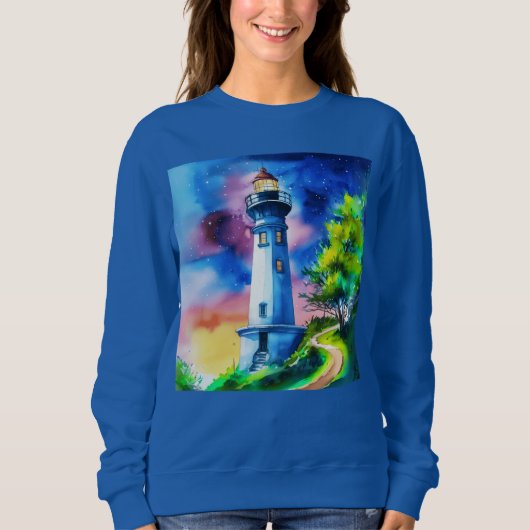 Lighthouse Under a Starry Sky スウェットシャツ (正面)