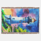 Lighthouse Under a Starry Sky スローブランケット (正面)