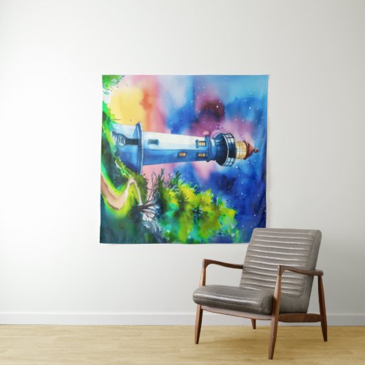 Lighthouse Under a Starry Sky タペストリー (インサイチュ(横))