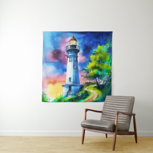 Lighthouse Under a Starry Sky タペストリー (インサイチュ)