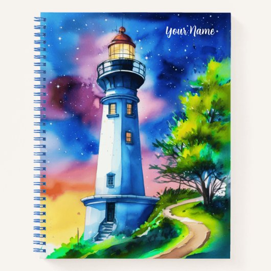 Lighthouse Under a Starry Sky Journal ノートブック (正面)