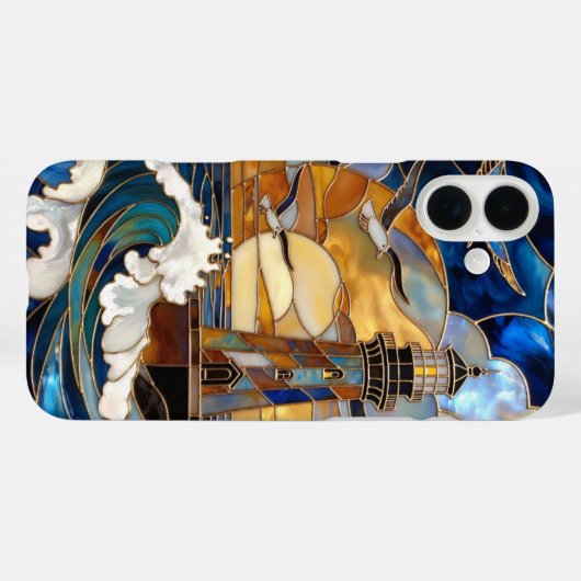 Lighthouse Waves iPhone Case Ocean Sunset Design Case-Mate iPhoneケース (裏面 (横))