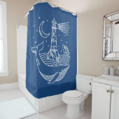 Lighthouse Whale シャワーカーテン (インサイチュ)