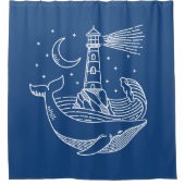 Lighthouse Whale シャワーカーテン (正面)