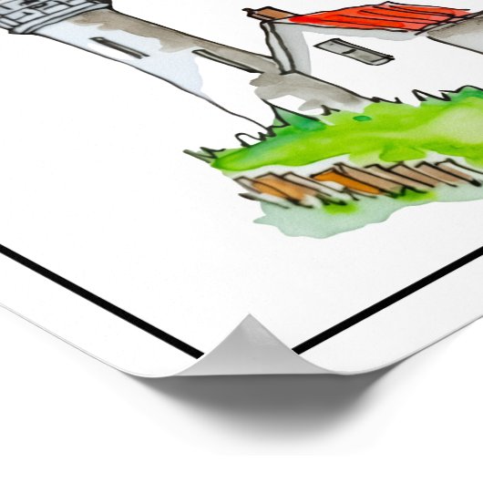 Lighthouse With Red Roof ポスター (角)