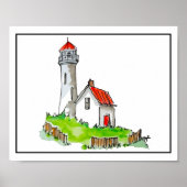 Lighthouse With Red Roof ポスター (正面)