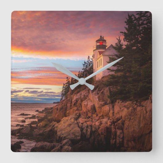 Lighthouses | Acadia National Park Maine スクエア壁時計 (正面)