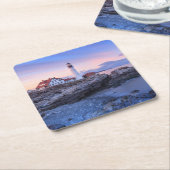 Lighthouses | Cape Elizabeth, Maine スクエアペーパーコースター (アングル)