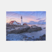 Lighthouses | Cape Elizabeth, Maine フリースブランケット (正面(横))