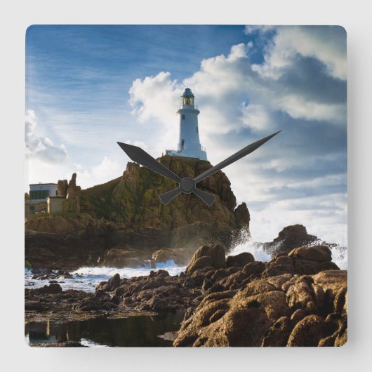 Lighthouses | La Corbière Channel Islands スクエア壁時計 (正面)