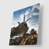 Lighthouses | La Corbière Channel Islands スクエア壁時計 (傾斜)