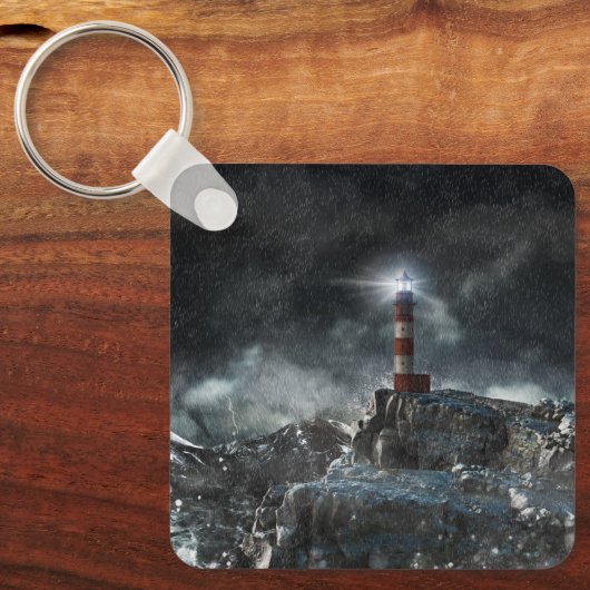 Lighthouses | Lighthouse in the Storm キーホルダー (正面)
