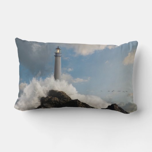 Lighthouses | Lighthouse With Crashing Waves ランバークッション (裏面)