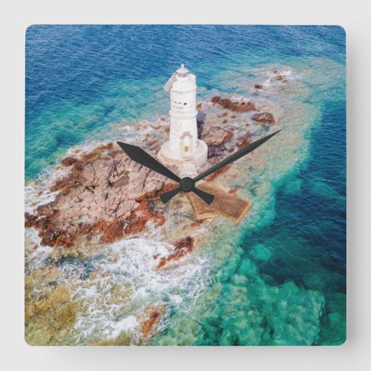 Lighthouses | Mangiabarche Lighthouse Italy スクエア壁時計 (正面)