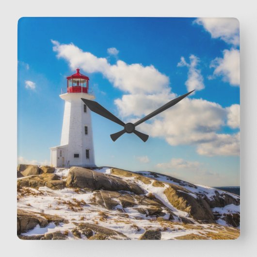 Lighthouses | Peggy's Cove Nova Scotia スクエア壁時計 (正面)