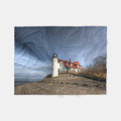 Lighthouses | Point Betsie Lake Michigan フリースブランケット (正面(横))