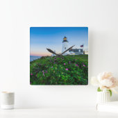 Lighthouses | Point Lighthouse Bristol Maine スクエア壁時計 (ホーム)