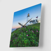 Lighthouses | Point Lighthouse Bristol Maine スクエア壁時計 (傾斜)
