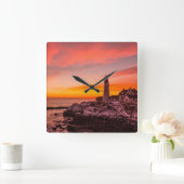 Lighthouses |  Portland Head Cape Elizabeth Maine スクエア壁時計 (ホーム)