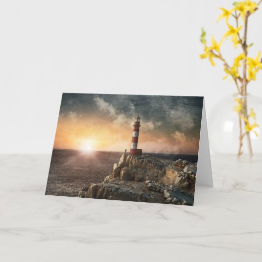 Lighthouses | Red & White Lighthouse カード (黄色い花)