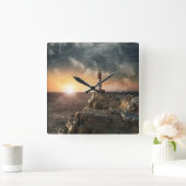 Lighthouses | Red & White Lighthouse スクエア壁時計 (ホーム)