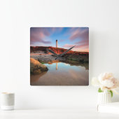 Lighthouses | Sea-Light Lossiemouth Scotland スクエア壁時計 (ホーム)