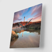 Lighthouses | Sea-Light Lossiemouth Scotland スクエア壁時計 (傾斜)