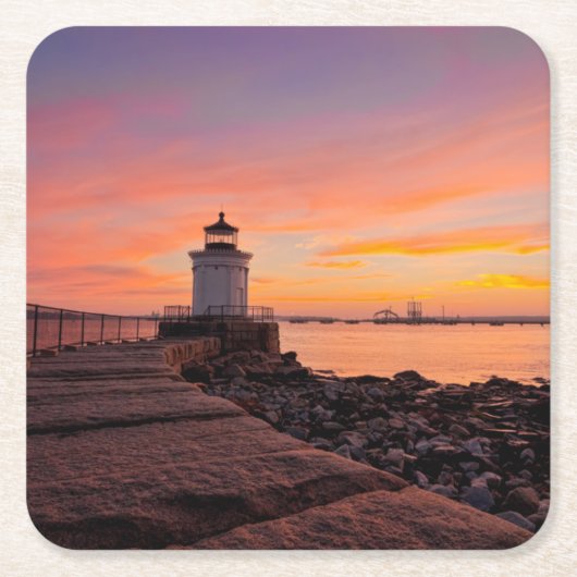 Lighthouses | South Portland, Maine スクエアペーパーコースター (正面)