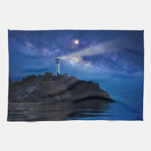 Lighthouses | Starry Night Lighthouse キッチンタオル (横)