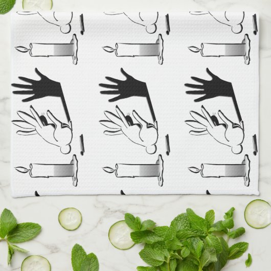 LightIllusions.com著影のウサギ キッチンタオル (折り畳み)