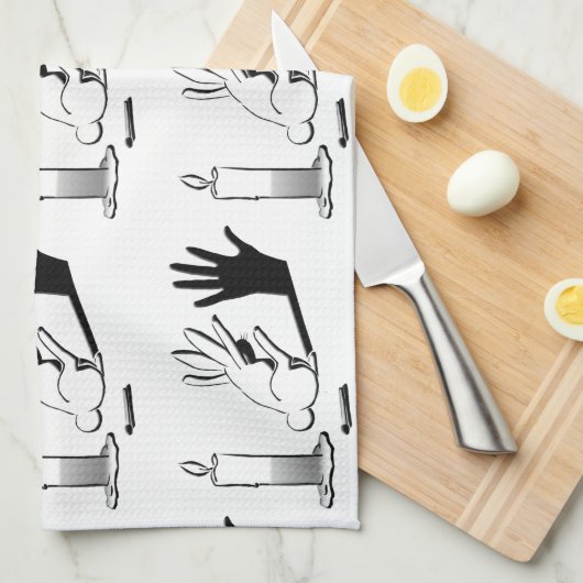 LightIllusions.com著影のウサギ キッチンタオル (四つ折り)