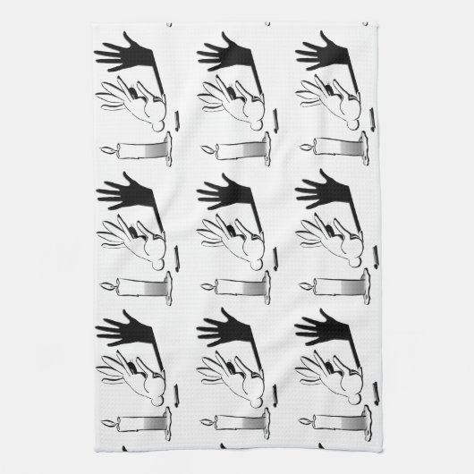 LightIllusions.com著影のウサギ キッチンタオル (縦)