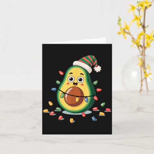 Lighting Avocado Ugly Christmas Sweater Guacamole  カード (黄色い花)