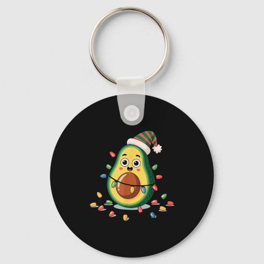 Lighting Avocado Ugly Christmas Sweater Guacamole  キーホルダー (正面)