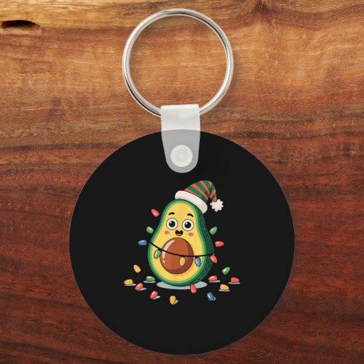 Lighting Avocado Ugly Christmas Sweater Guacamole  キーホルダー (正面)