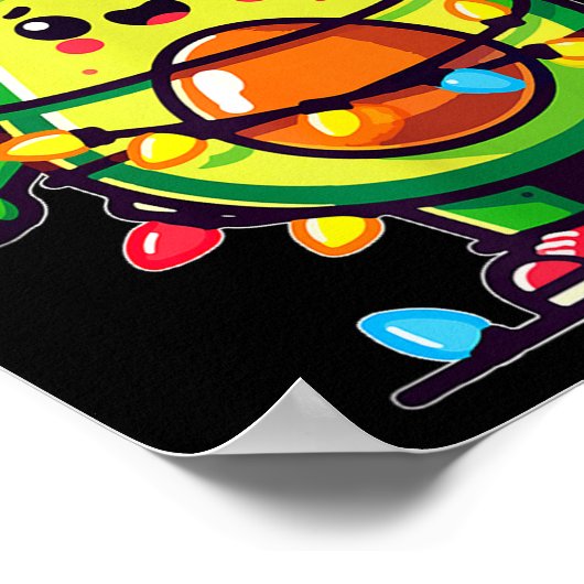 Lighting Avocado Ugly Christmas Sweater Guacamole  ポスター (角)