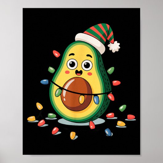 Lighting Avocado Ugly Christmas Sweater Guacamole ポスター (正面)