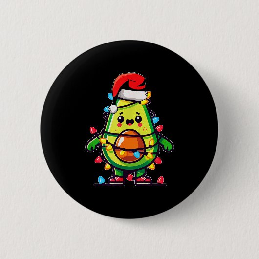 Lighting Avocado Ugly Christmas Sweater Guacamole  缶バッジ (正面)