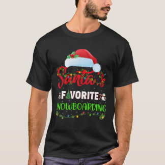 Lighting Xmas Santa's Favorite Snowboarding Christ Tシャツ