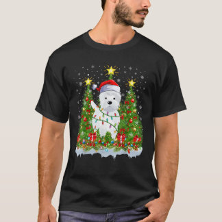 Lighting Xmas Tree Decoration Santa Westie Dog Chr Tシャツ