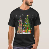 Lighting Xmas Tree Santa Belgian Malinois Dog Chri Tシャツ (正面)
