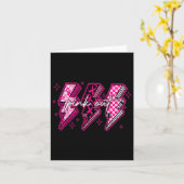 Lightning Bolt Breast Cancer Awareness Pink Out Fo カード (黄色い花)
