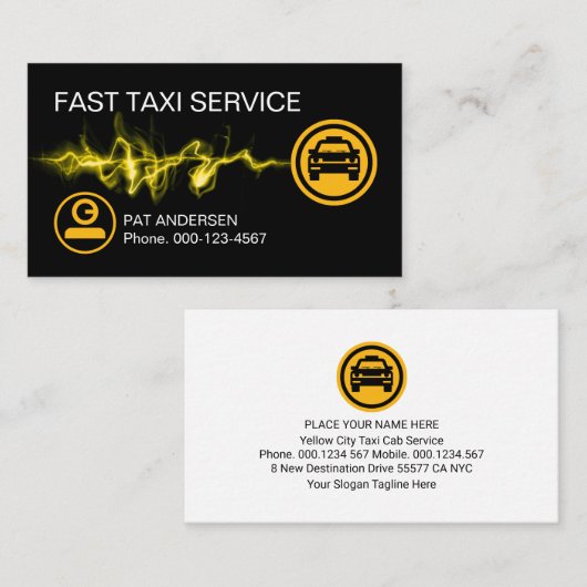 Lightning Fast Taxi Service Driving 名刺 (正面/裏面)