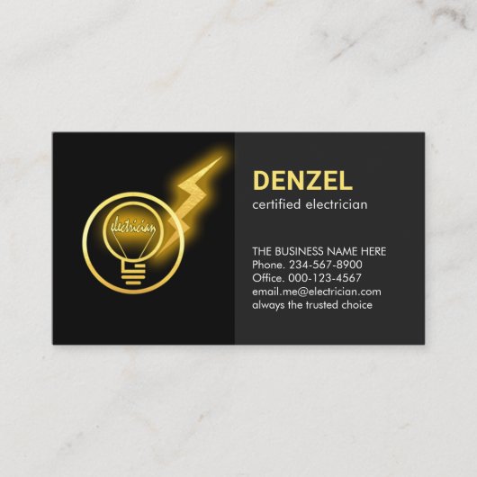 Lightning Powers Electrician Lightbulb 名刺 (正面)