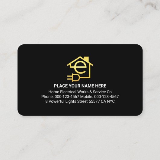 Lightning Powers Gold Letter-e Circuit Home 名刺 (裏面)