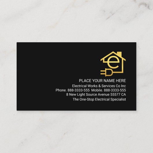 Lightning Powers Up Letter-e Home Lightbulb 名刺 (裏面)