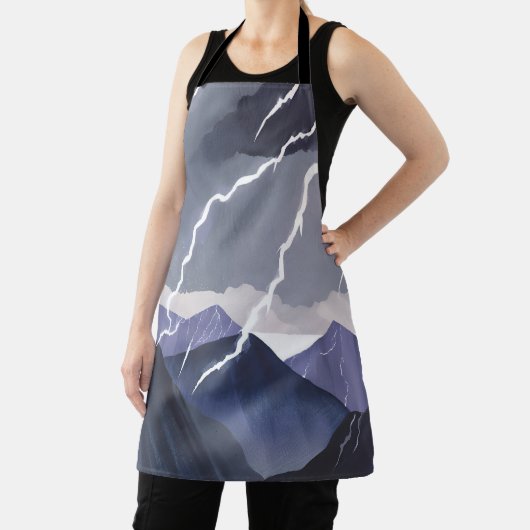Lightning Storm | Watercolor Dark Mountains エプロン (インサイチュ)
